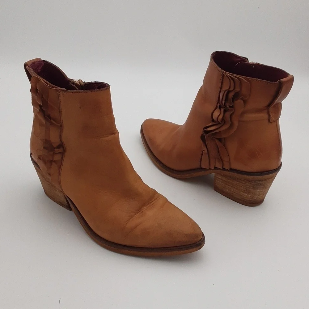 Mala vita ankle boot leather tan women 39 western festival rodeo casual y2k